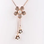 Rose Gold Flower Long Necklace - Image 3